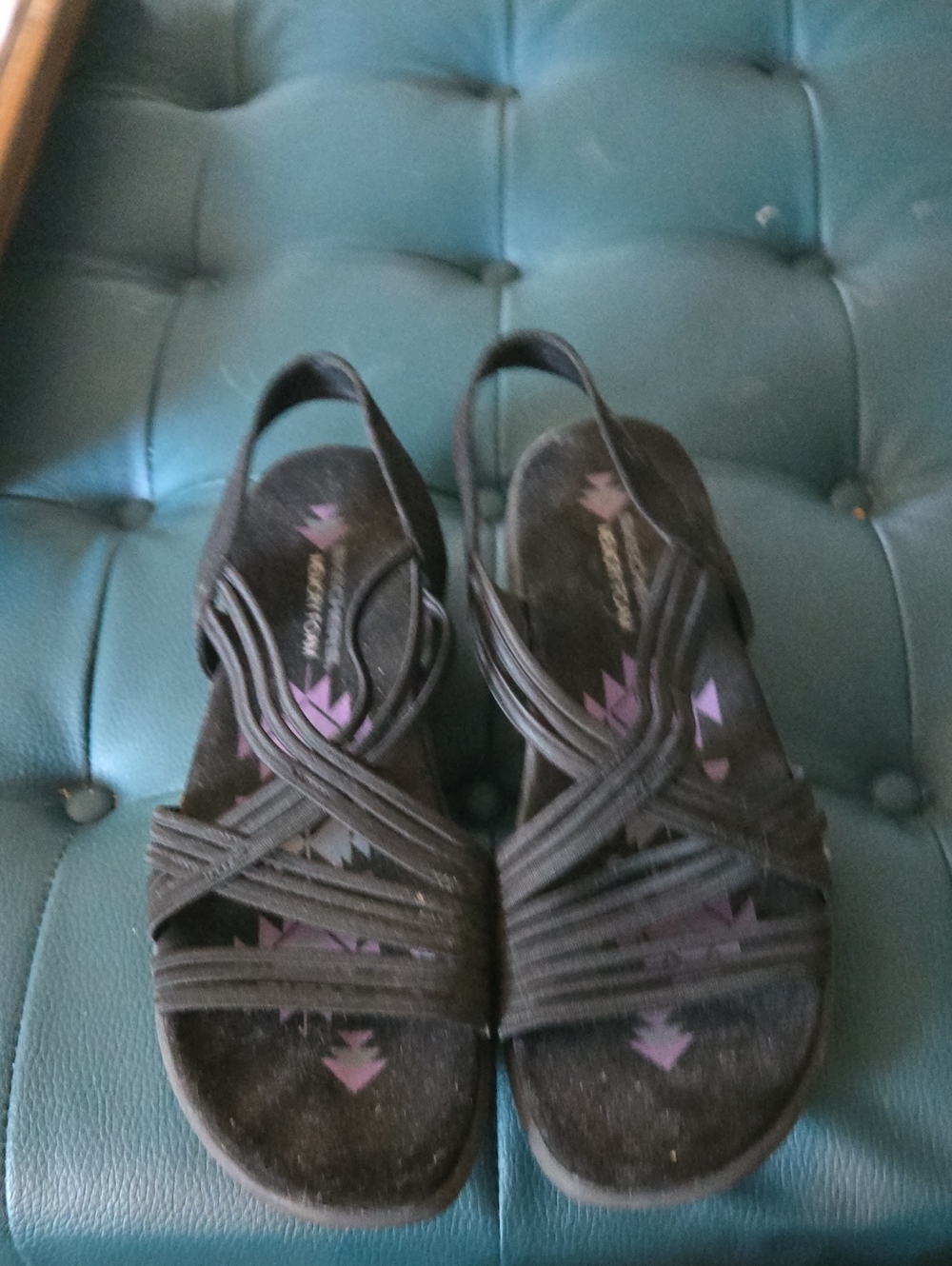 Women's SKETCHERS Black Strappy Slingback Sandals Sz 9.5